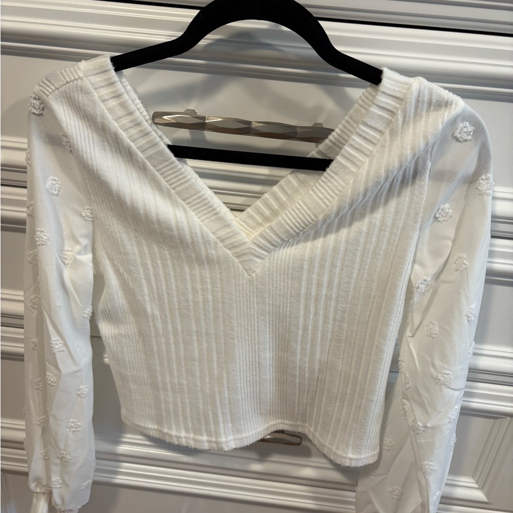 Elegant White V-Neck Women's Top